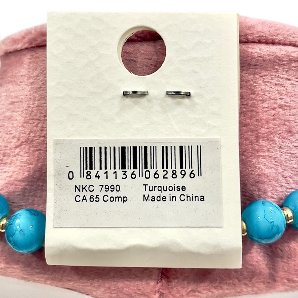 AMRITA SINGH Feroza Glass Beads Faux Turquoise Tassel Long Necklace Gift Box NWT - Picture 6 of 9